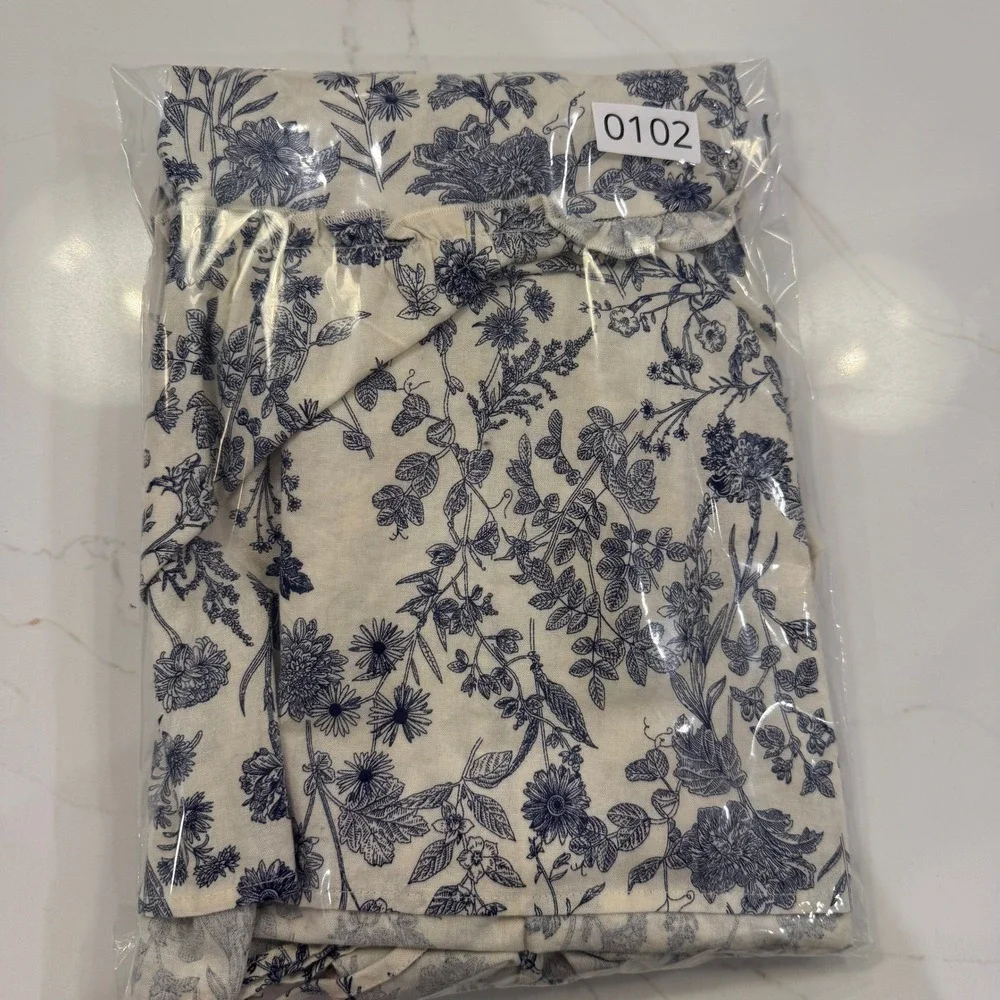 Just Found Blue & White Toile Cottagecore Prairie Dress Open Back Midi, size M - Picture 15 of 15